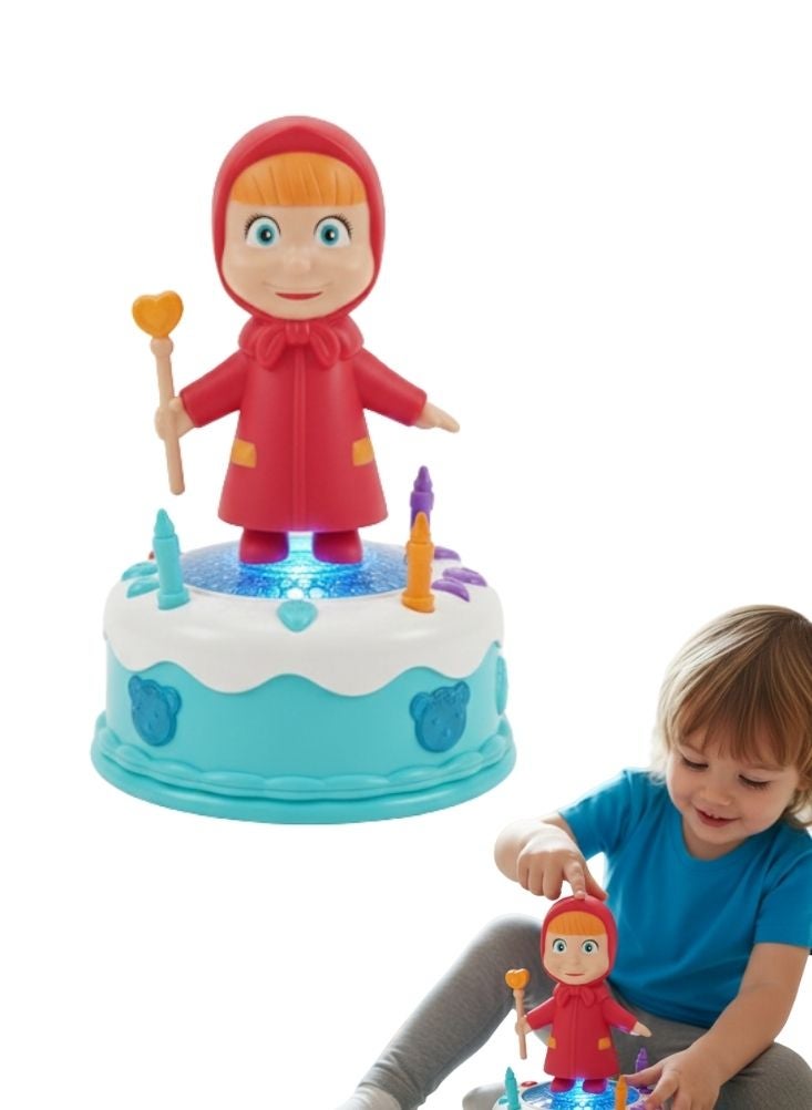 Premium Masha Character Musical Cake Toy with Lights – Cartoon Girl Doll Birthday Toy for Kids - Image 1